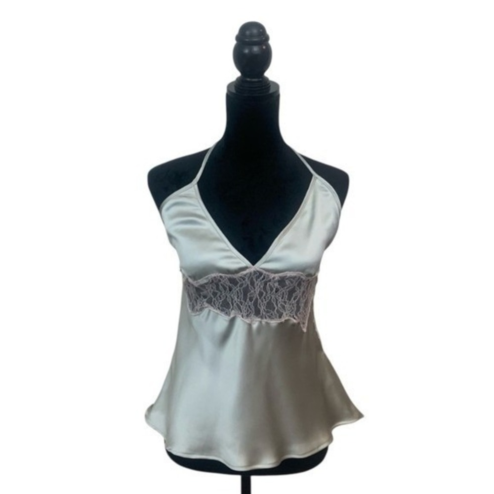 Zara Women's XL Camisole Silver Pastel Pink Dainty Lace Trim Y2K Whimsical Fairy